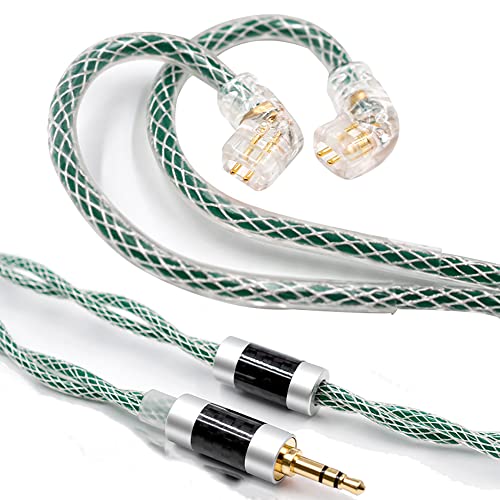 KZ Headphone/Earbuds/in-Ear Earphone Upgrade Cable,Upgrade 4 Strands 100 core Silver-Plated Wire OFC tensile Non-Winding 0.75MM 2pin Gold-Plated pin 3.5mm Audio Plug (C Pin Translucent Green)