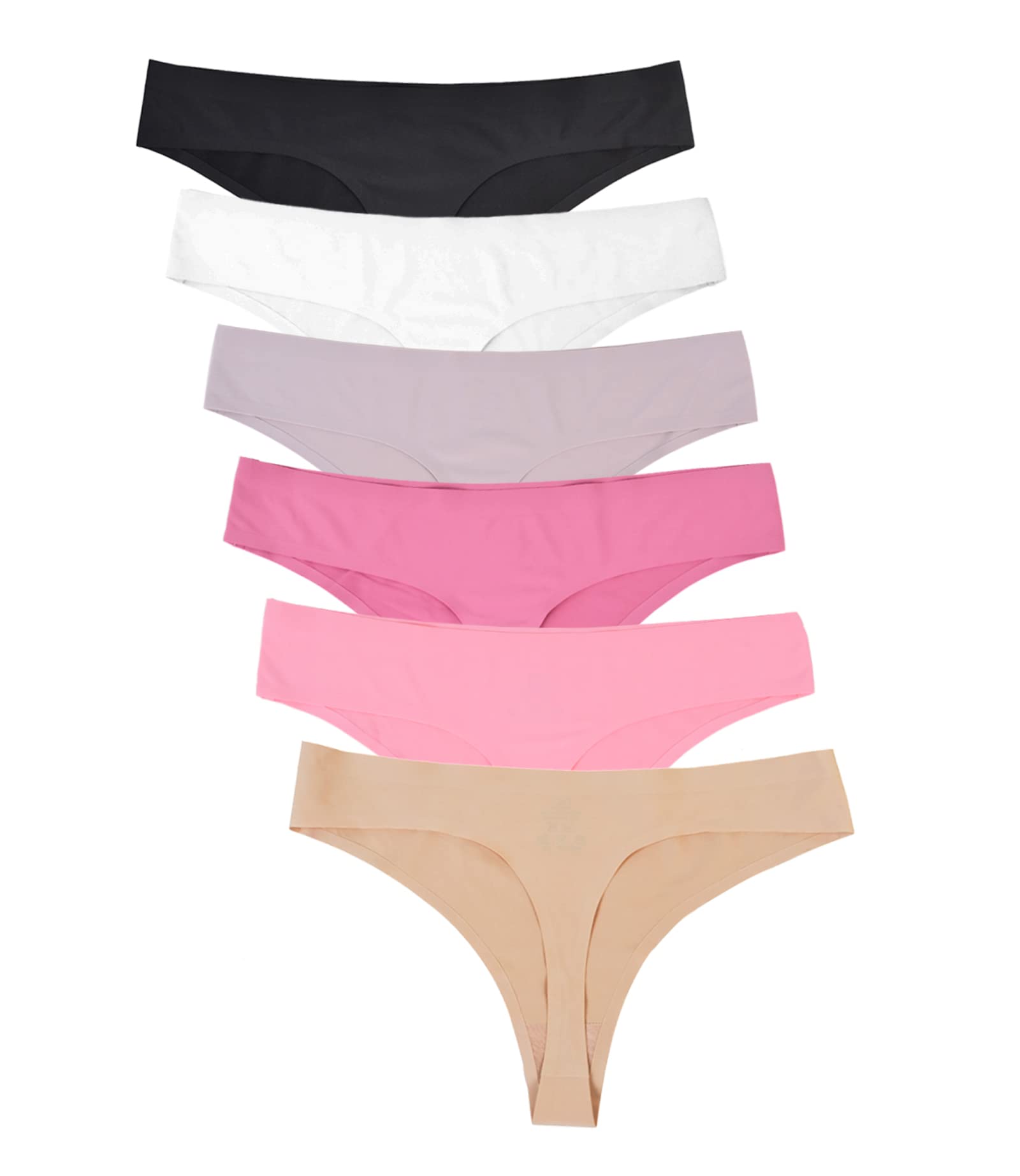 Womens Mid-Rise Seamless Thongs Comfy Underwear G-Strings Panties