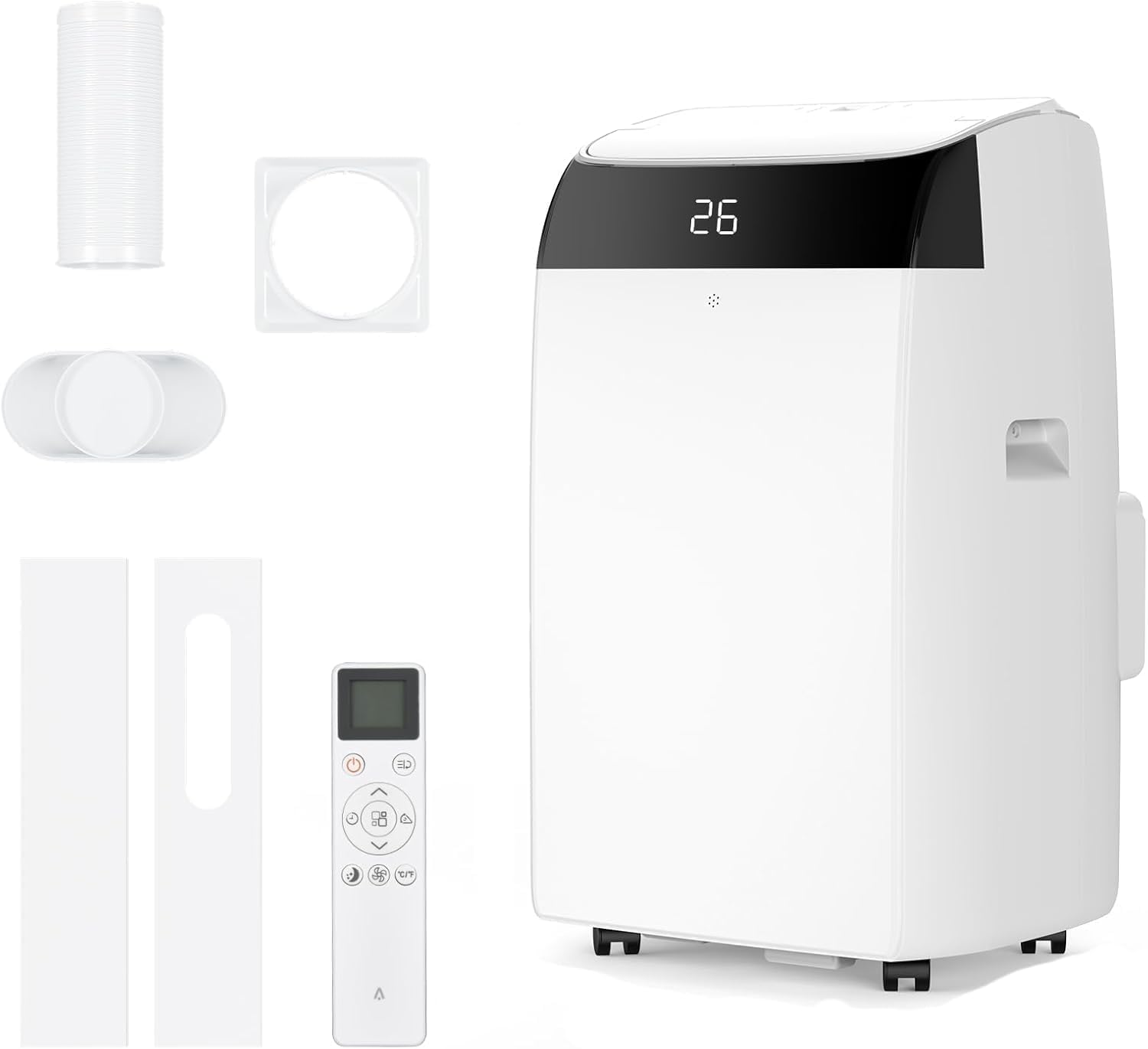 Justsmart White 12000 Btu Portable Air Conditioner, 4-In-1 Mobile Air Conditioner With Cooling, Dehumidifier, Fan, Follow Me Mode, 24H Timer, 3 Speeds, Quiet – Air Conditioning Unit For Rooms Up To 550 Sq.ft,
