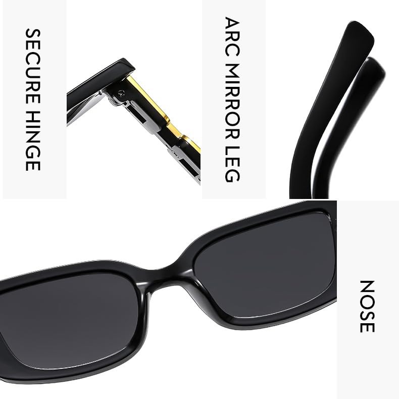 bullabulling Fashion Square Sunglasses for Women Men Rectangle Sun Glasses 90s Designer Style Black Shades4