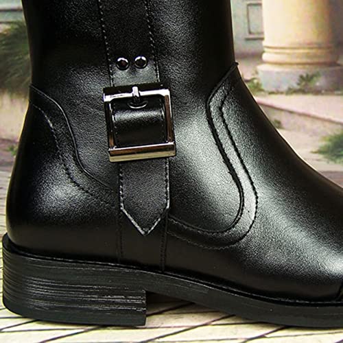 Mens Guard of Honor Horse Riding Boots with Zipper Gauze Lining Durable Outdoor Pointed Fashion Western Cowgirl Shoes - Boot Tube PU(Color:Black,Size:UK9)3