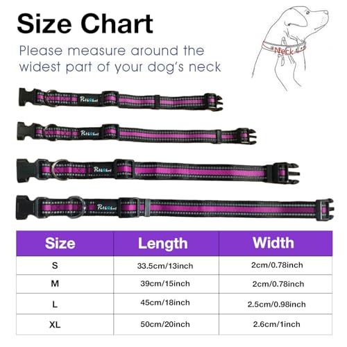 Image of Reflective Adjustable Pet Collar for Dogs and Cats - Durable Nylon Strap with Heavy-Duty Buckle | Comfortable and Safe for Walking and Training in Multiple Colors & Sizes (Purple, Small)