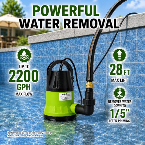 Image of Sump Pump, Submersible Water Pump With 25Ft. Garden Hose