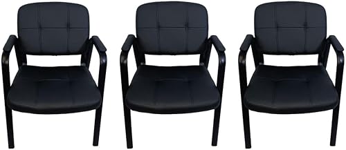 Smte - Leather Office Chair set of 3 - Black with keychain