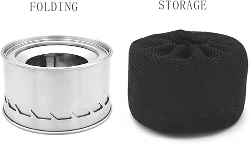 Miniatura 5 de Estufa de camping, de acero inoxidable portátil de 8 pulgadas, estufa plegable para mochileros, senderismo, viajes, picnic, barbacoa
