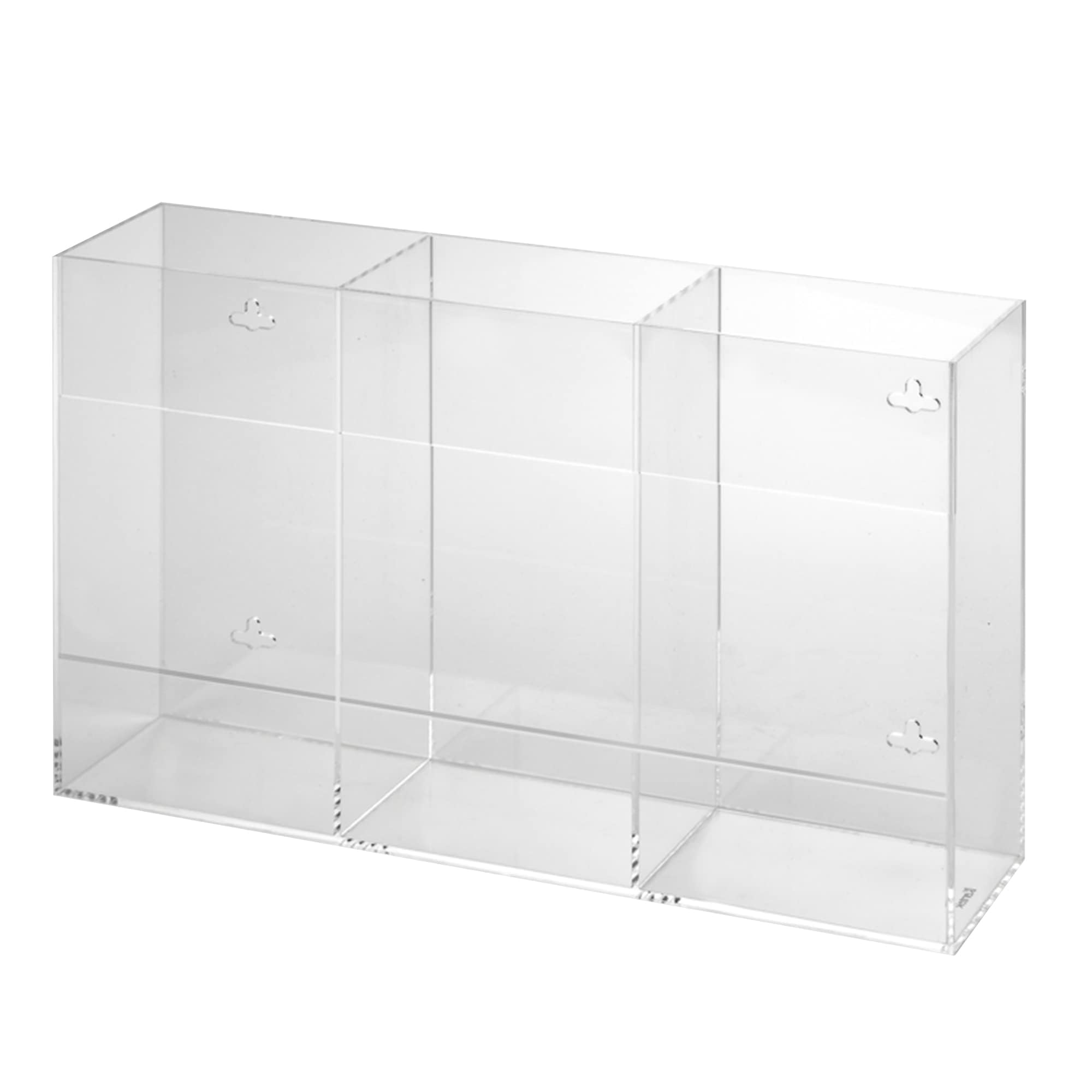 Kantek Dispenser da parete in acrilico per vano portaoggetti, capacità 3 scatole, facile scambio, per uso in servizi di ristorazione, sanità, ospedali, ristoranti, 26,2 x 9,7 x 40,6 cm, trasparente