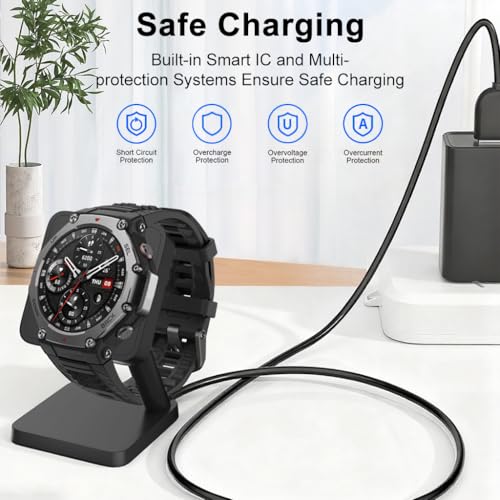 Image of ZORBES Compatible with Amazfit, USB Charger Stand Charging Dock for Smartwatch, Portable Magnetic Charging Base, Universal Charger Station Stand for T-REX 3 Pro /Balance /T-REX3
