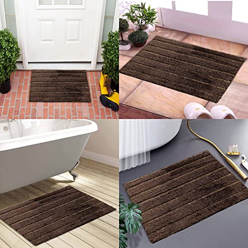 Image of Door Mats for Home | Door Mats for Home Entrance | Door Mat for Bathroom| Soft & Super Absorbent Mats for Shower | Washable, Non-Slip & Quick-Drying Mats (Pack of 2) (Dark Brown)