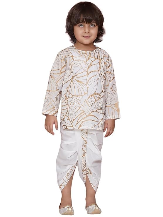 Image of AJ DEZINES Kids Ethnic Wear Pure Cotton Dhoti Kurta Set For Boys