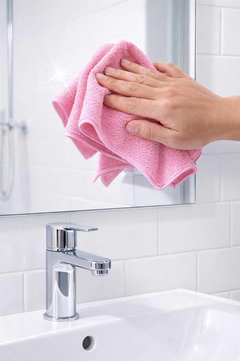 Bayli 200 Stück Mikrofasertücher 38x38 cm – Putztuch Poliertuch 210 g/m² für Autopflege, Fenster, Haushalt & Gewerbe – Farbe Rosa