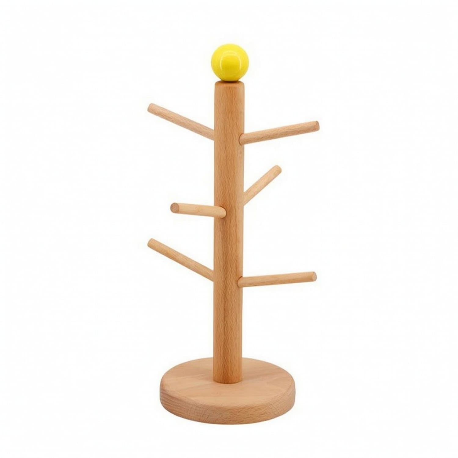 Freestanding Key Organizer with Peg Arms Upright Key Tree Clutterunrestricted Space-Saving for Entryway, Hallway, Bedside Table, Yellow Ball Tall-image-22