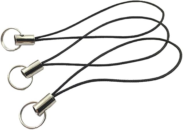 JIHUOO 100 Pieces Black Cell Phone Strap Lanyard Cellphone Charm Cords with Split Ring