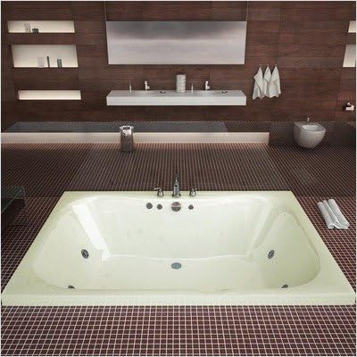 Dominica 40 x 60 x 23" Rectangular Whirlpool Jetted Bathtub Color/Trim/Tile Flange/Front Skirt/Drain/Pump: Biscuit / Polished Chrome / Yes / No / Right