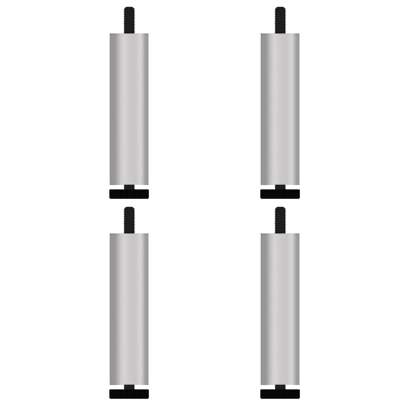 FCXURKOD Adjustable Metal Sofa Legs Set of 4 Replacement Furniture Legs with M6 Thread 13.78in Height Round Design for Sofa Chair Bed - Silver Finish (4PCS)