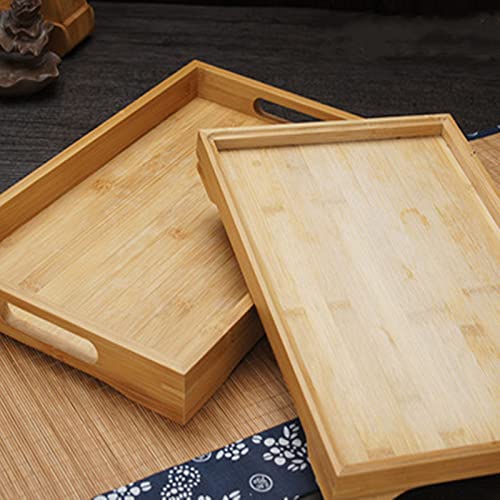 Wooden Tray Tray Bamboo Tray Wooden Tray Household Tea Tray Serving Tray (Color : Natural, Size : 33x22x3cm) - Image 2