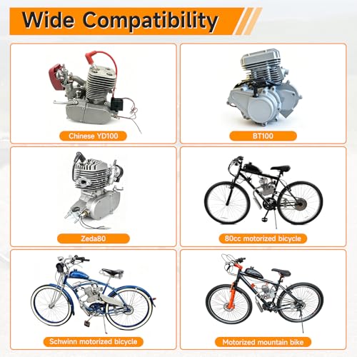 Image of FVRITO Motorized Bike Expansion Chamber Exhaust Pipe Muffler Adjustable Kit Compatible with YD100 BT100 Zeda80 YZ80 49cc 50cc 66cc 80cc 2-Stroke Engines Gas Motorized Bicycle Motor Bike with Springs