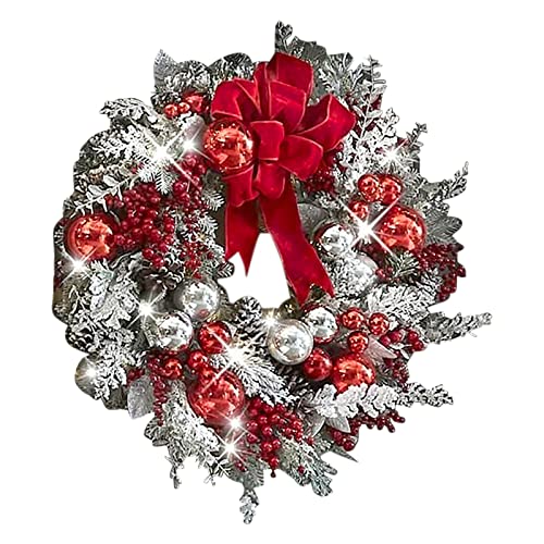 Couronne de décorations de Noël anneau de vigne et mousse 30cm