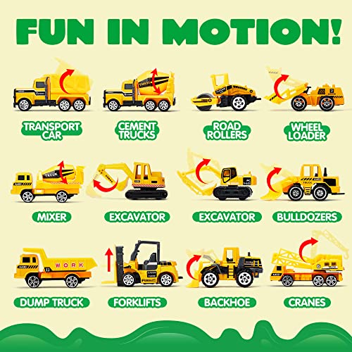 Joyin 25 In 1 Die-Cast Construction Truck Vehicle Toy Set, Play Vehicles Set With Sounds And Lights In Carrier Truck, Push And Go Vehicle Car Toy, Kids Birthday Gifts For Over 3 Years Old Boys #TOP2