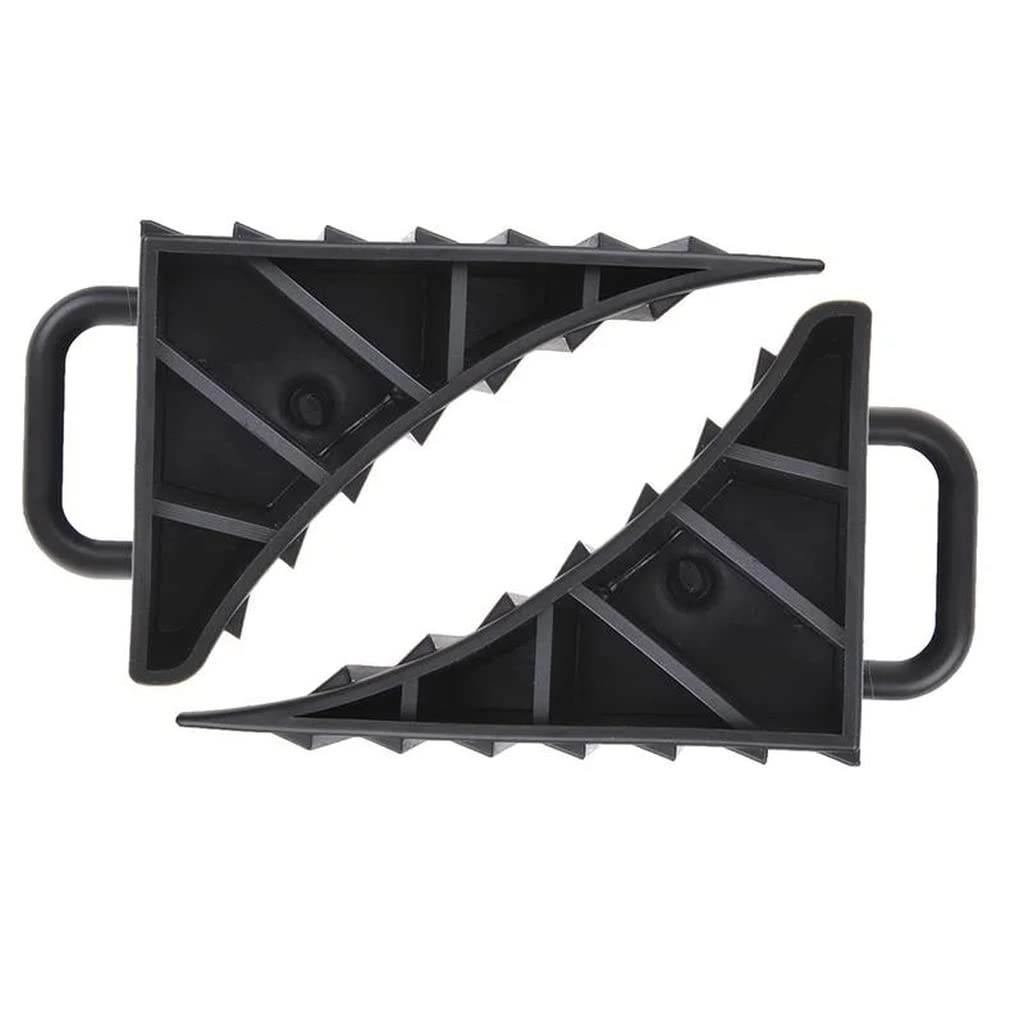 Cales de Roue en Plastique - Lot de 4 avec Poignée | Cale frein voiture, remorque, caravane, camping-car - 15x9x10 cm - 203 g/unité - noir