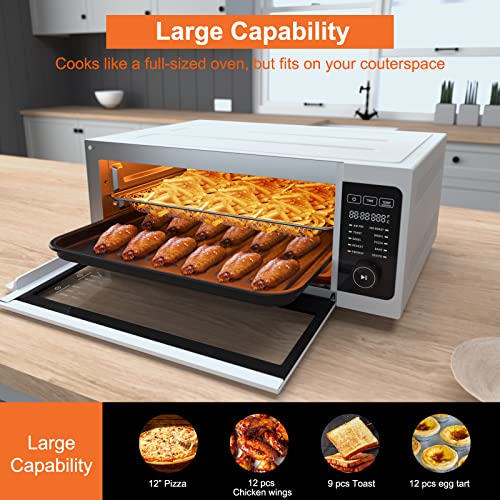 Toaster-Oven-Air-Fryer-Combo-Fabuletta-10-in-1-Countertop-Convection-Oven-1800W-Flip-Up-Away-Capability-for-Storage-Space-Oil-Less-Toaster-Oven-Fit-12-Pizza-9-Slices-Toast-White