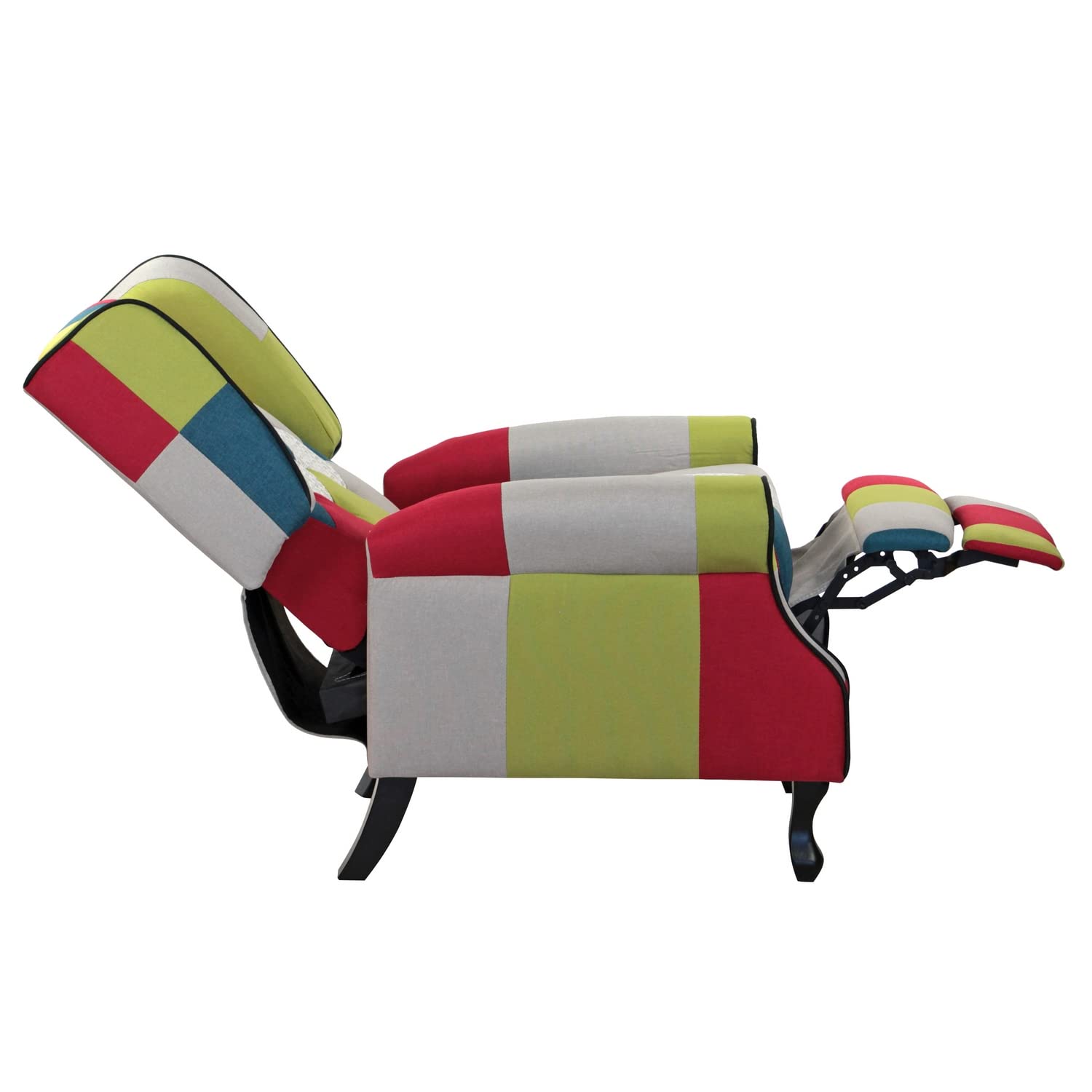 Brigros WeHome - Poltrona Relax Reclinabile Con Seduta Ergonomica In Tessuto, Poltrona Letto, Schienale Regolabile, Poltrona Reclinabile Per Arredo Salotto, Soggiorno e Ufficio (Patchwork, Patchwork)