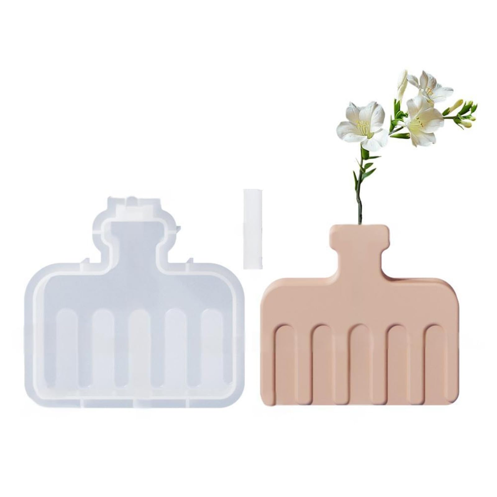 Sbshiouu Home Decors Silicone Vase Molds Geometric Flowerpot Silicone Texture Suitable for Planter and Cement Creation Striped Flat Vase Mold