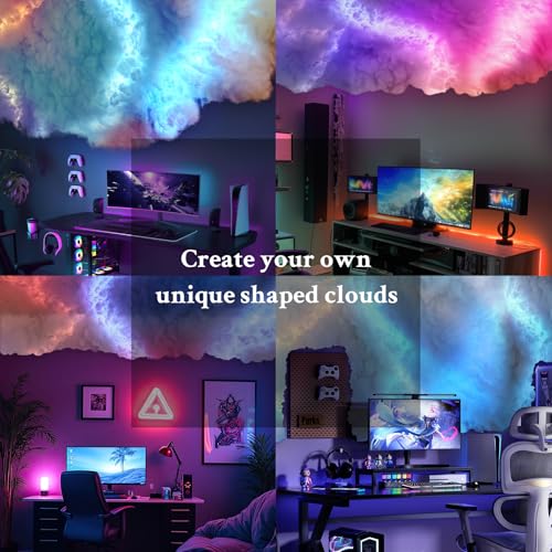 Image of Cloud Light, Thundercloud LED Light 3D Cotton Lightning Cloud Colorful Atmosphere DIY Creative Night Light For Gaming Room, Club, Bar, DJ Party,16 Feet