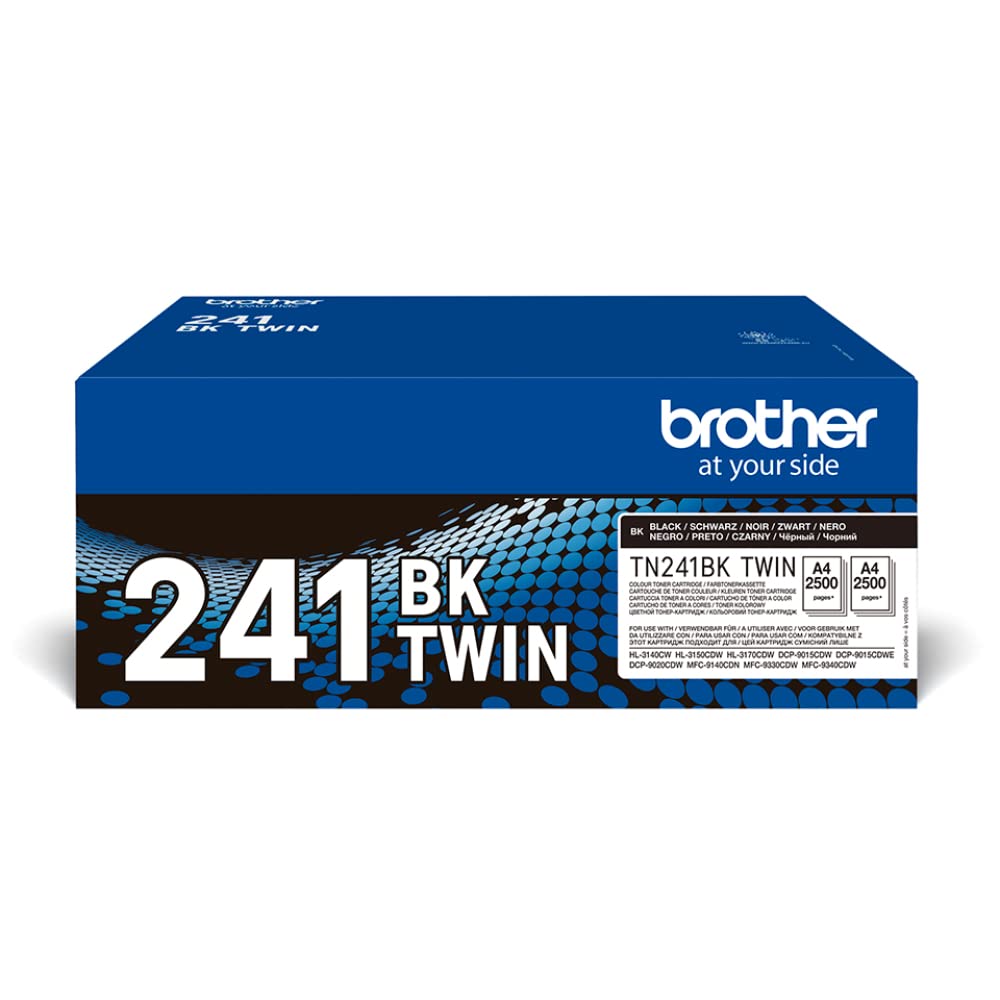 Brother Original TN241BKTWIN Bundle mit 2 Tonern, schwarz, für bis zu ca. 5000 Seiten, für HL3140CW/ HL3150CDW/ HL3170CDW/ DCP9020CDW/ MFC9140CDN/ MFC9330CDW/ MFC934 0CDW