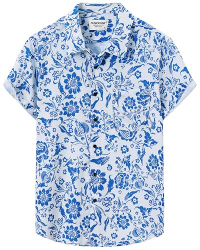 TUNEVUSE Mens Short Sleeve Hawaiian Shirts Button Down Aloha Tropical Shirt Casual Beach Clothes4