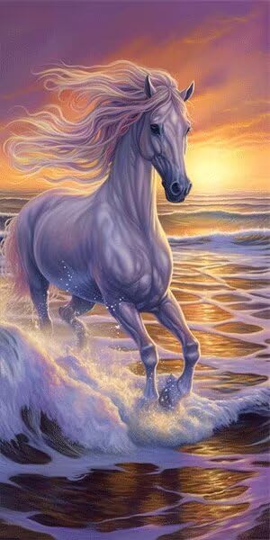Peinture diamant grand format contre le stress kit complet cheval strass carrés 40x80cm
