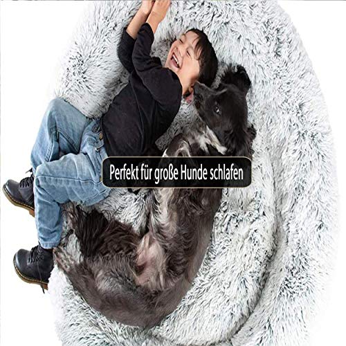 XXL Hundebett Orthopädisch Waschbar Rund Haustierbett für Große Grosse Mittelgroße Hunde XL Hundesofa Antistress Waschbar Kuschelig Hundekissen Memory Foam Hoch Oval Donut Labrador Hundehöhle Grau