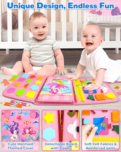 gojmzo busy board montessori toys for toddler girl birthday gifts busy book sensory toys for toddlers learning educational toddler travel activities