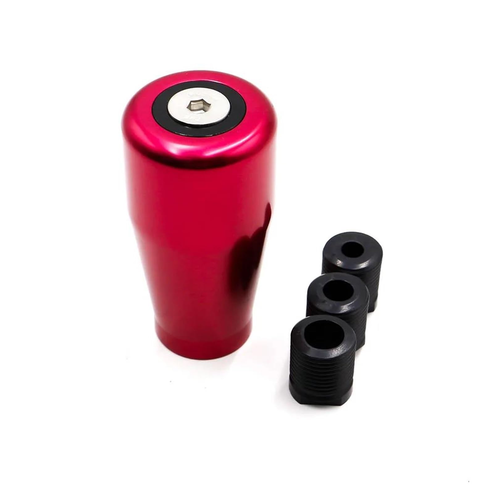 YDXHERTA Universal Automotive Gear Shift Knob with 3 M8 M10 M12 Adapter Manual Gear Shift Knob Aluminum Shift Lever Knob Spare Parts(Red)