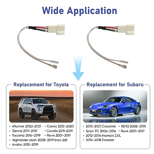 Image of Car Dash Tweeter Speaker Wiring Harness Replacement for Toyota Corolla /Camry 2012-2020, RAV4 2015-2019, Subaru Forester /Impreza 2012-2020 Speaker Wire Adapter Connector Plug, 2PCS