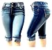 LA CHULA WOMENS PLUS SIZE DARK BLUE CAPRI Acid Wash denim jeans Stretch HI WAIST