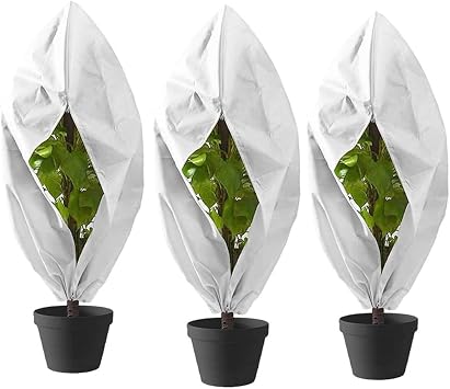 Plant Covers Winter Freeze Protection 3 Pack 78.74 X 94.49 Reusable Frost Blanket Tree Wrap Cloth with Drawstring and Zipper for Outdoor Cold Weather - White