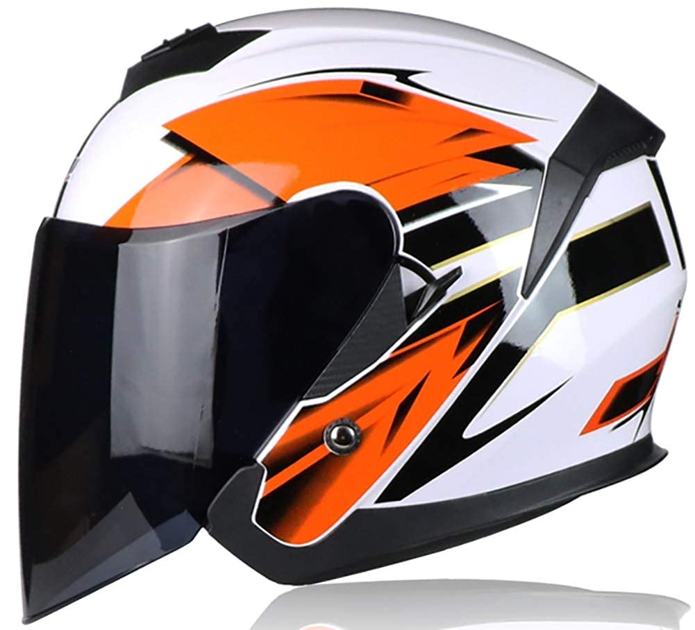 Męski kask rowerowy do skutera, letni kask motocyklowy retro z otwartą twarzą Pół kask z certyfikatem ECE Sportowy kask jeździecki na cztery pory roku, czapka z daszkiem, 4, XL = 61-62