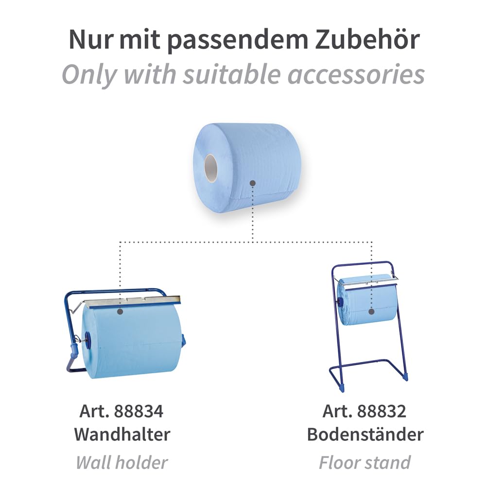 Franz Mensch HygoClean Allfood Putzpapiere – 2-lagig, 35x38 Cm, Blau, Geprägt, 2 Rollen Mit 500 Abrissen – Lebensmittelecht & Super Saugfähig