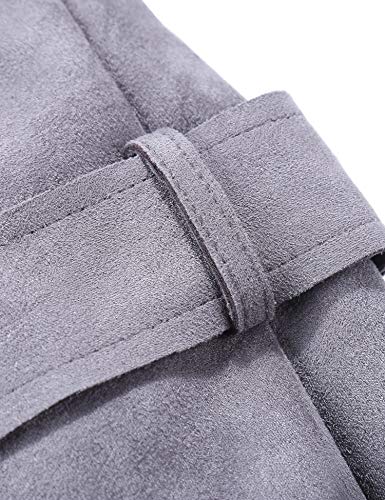 image for Bellivera Women's Faux Suede Long Jacket，Lapel Outwear Trench Coat C