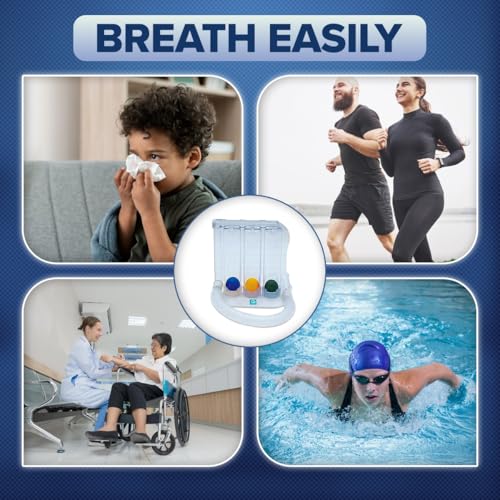 Image of Q DEVICES 3-Ball Spirometer for Lung Exercise - Breathing Trainer for Respiratory Therapy, Deep Breathing & Lung Capacity Recovery - Ideal for Post-Surgery, COPD, Adults & Kids