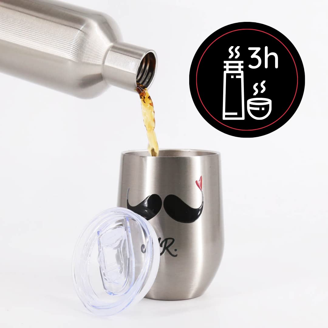 San Valentino per Lei Lui | Confezione Regalo Premium Originale e Utile | Mr & Mrs Mug + Thermos | Acciaio inossidabile | Scatola Regali Donna Uomo | Idee Scatole Compleanno Originali Idea Set Coppia