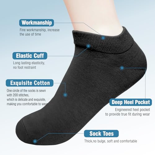 Image of 6 Pairs Ankle Socks for Women Breathable Cotton Socks Anti Slip Low Cut Soft Casual Socks