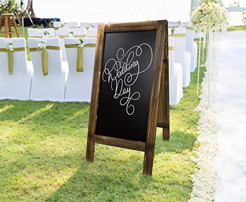 Large Sturdy Handcrafted 40" x 20" Wooden A-Frame Chalkboard Display / 4 Liquid Chalk Markers & Stencil Set/Sidewalk Chalkboard Sign Sandwich Board/Chalk Board Standing Sign (Rustic)