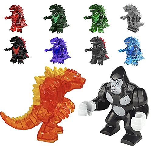 Set of 10 Godzilla Vs King Kong Action Figures, Godzilla Vs Kong Toys 2021, Godzilla Vs Kong Movie, Movable Joint Action Figures, Assembled Toys for Kids Lucasarto (Red Lotus Godzilla Package)