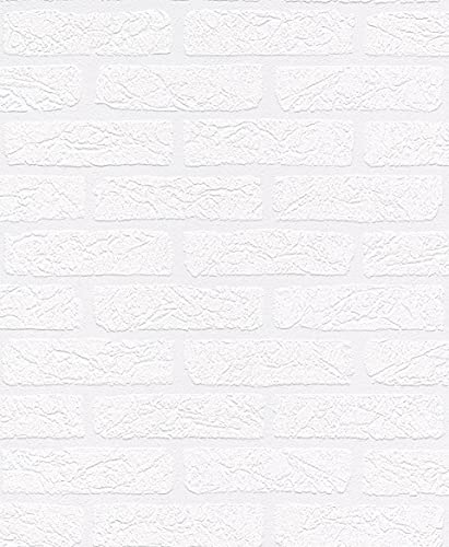 rasch Tapete 309627 - Papiertapete mit Stein-Optik in Weiß