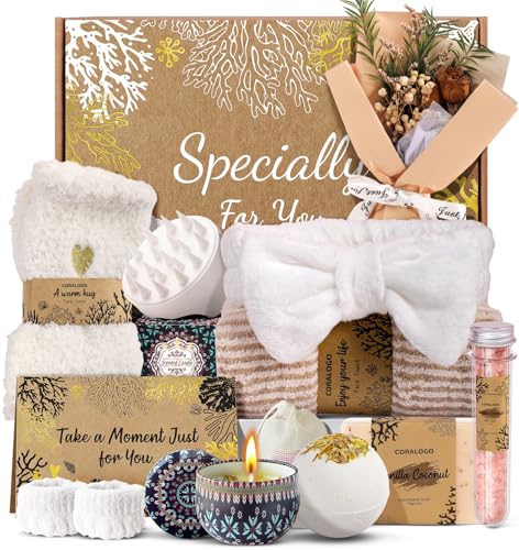 Coralogo Natural Spa Gift Baskets - Natural Pampering Spa Set, Se...