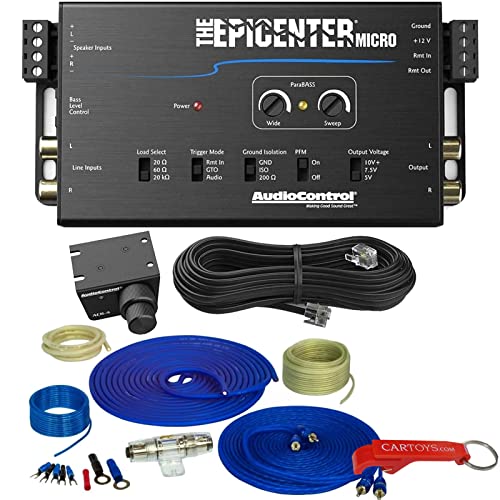 AudioControl Epicenter Micro Bass Restoration Processor & Full Copper Amp Kit Bundle. 2-Channel Amplifier with 600W Output Power and 12V Maximum Supply Voltage. ACR-4 Knob Included.