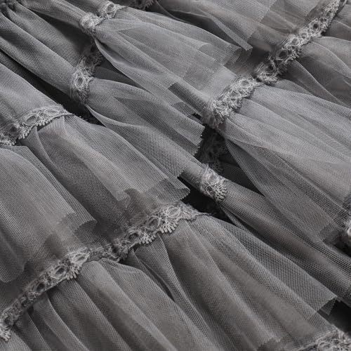 Women's Fairy Elastic Waist Pleated Tulle Midi A-Line Skirt3
