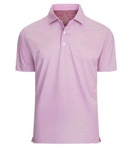 Alex Vando Mens Golf Shirt Moisture Wicking Classic Print Golf Shirts for Men