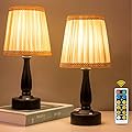 ZEEFO LED Night Light, Battery-Powered Portable Night Lamp, Eye Protection Warm White Remote Control Night Light, Dimmable Classic Bedside Table Lamps Ideal for Bedroom,Study, Kids Room (Set of 2)
